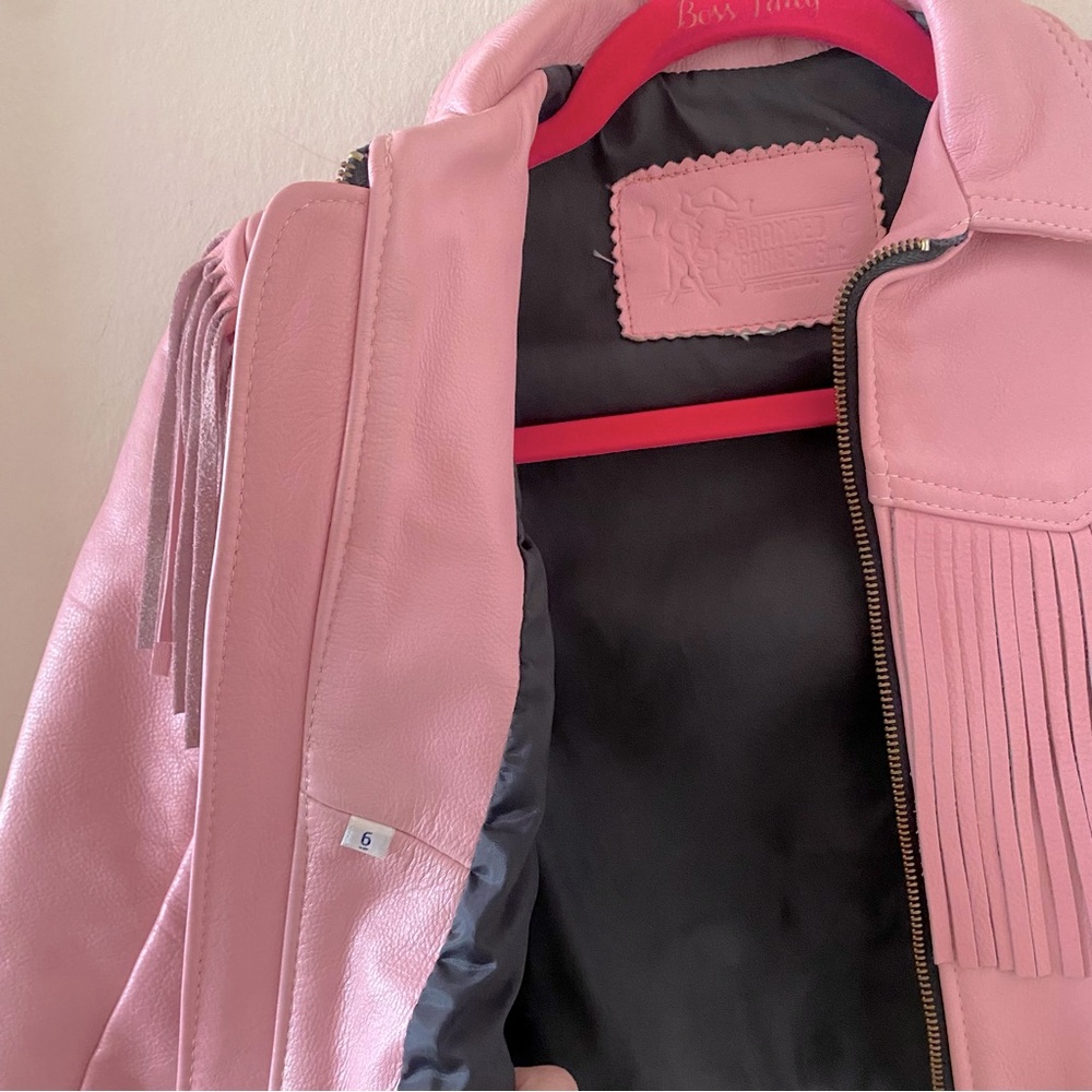Vintage Kids’ Branded Garments Pink Fringe Leather Jacket - Picture 5 of 6